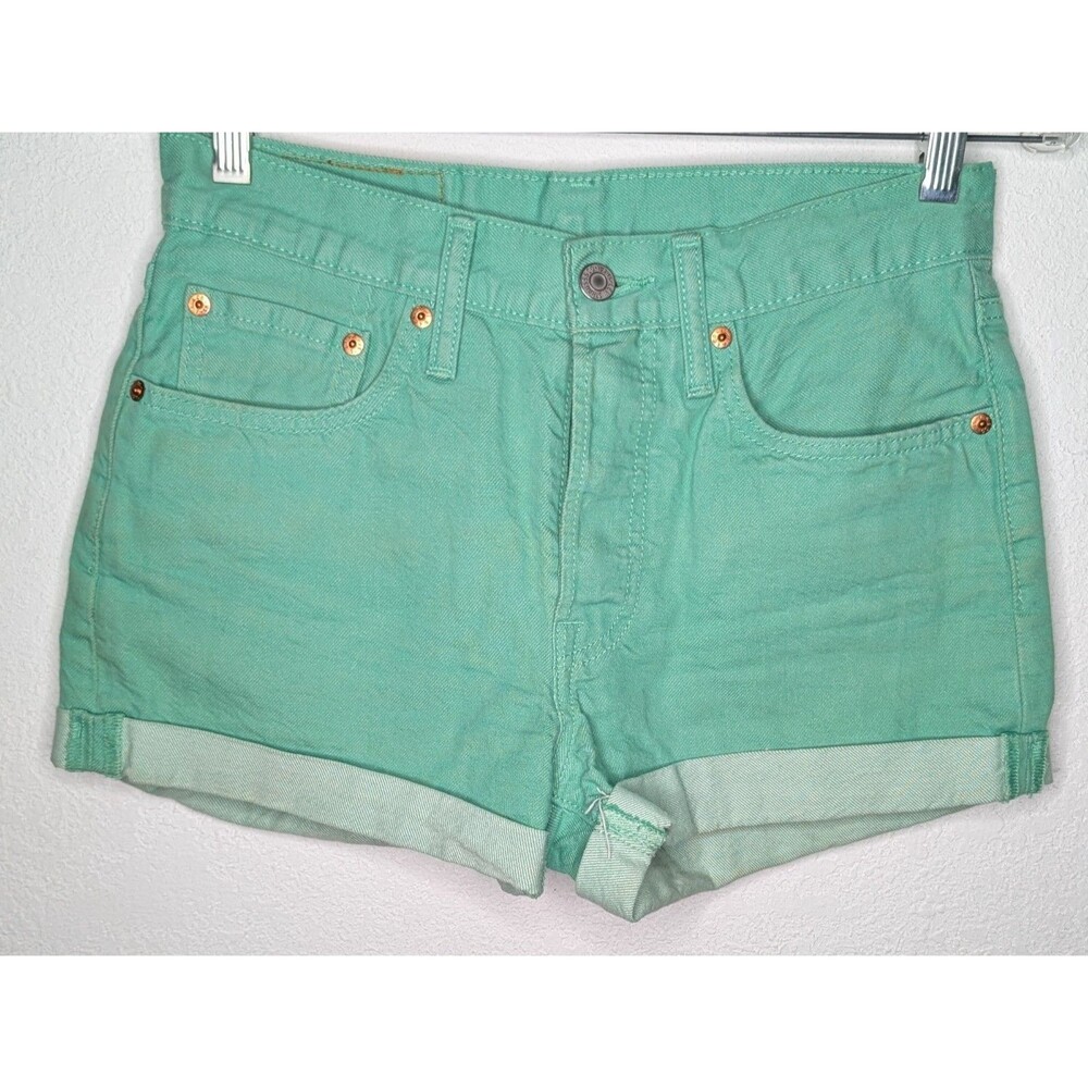 Levi's Womens 501 Jade Green Cuffed Mid Rise Jean Denim Shorts Size 28 (29) (660